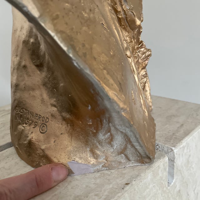 Vintage Austin Productions Inc Gold Toned Female Floral Hat Statue Sculpture For Sale - Image 10 of 10