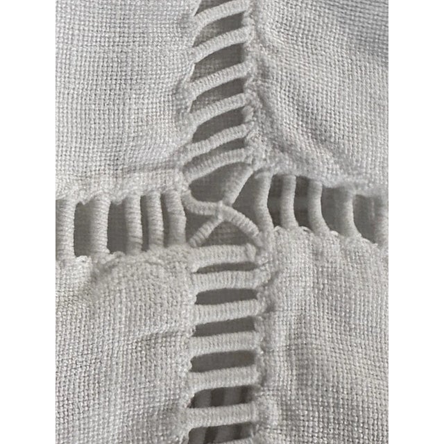 Textile Vintage French Cotton Pillowcase  MG Monogram, Fine Hemstitch Detail, Button Back, circa 1910 For Sale - Image 7 of 9