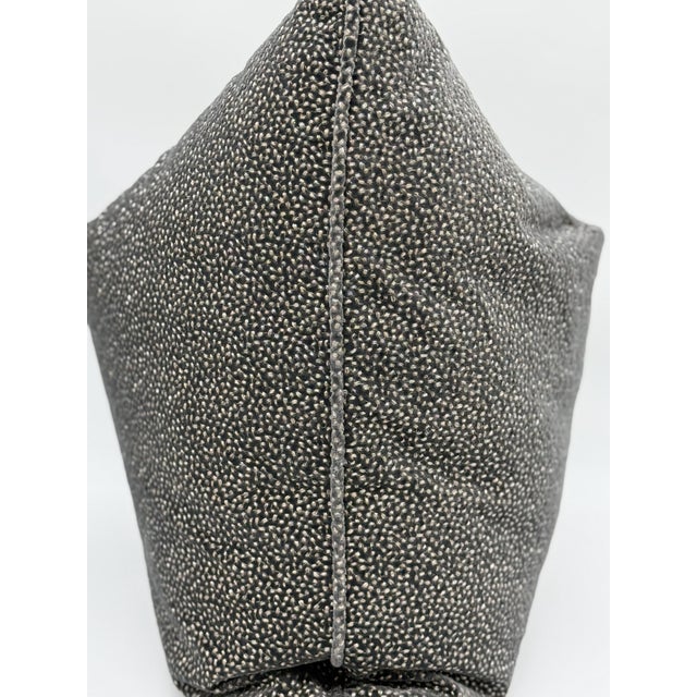 Textile Charcoal Gray Velvet Throw Pillow Cover With Metallic Silver Embroidery For Sale - Image 7 of 7