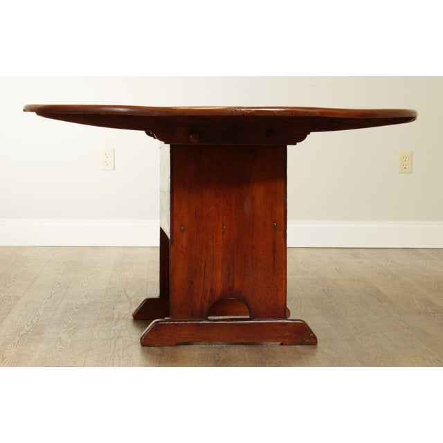 Antique Country Pine 48" Round Top Hutch Bench Farmhouse Dining Table