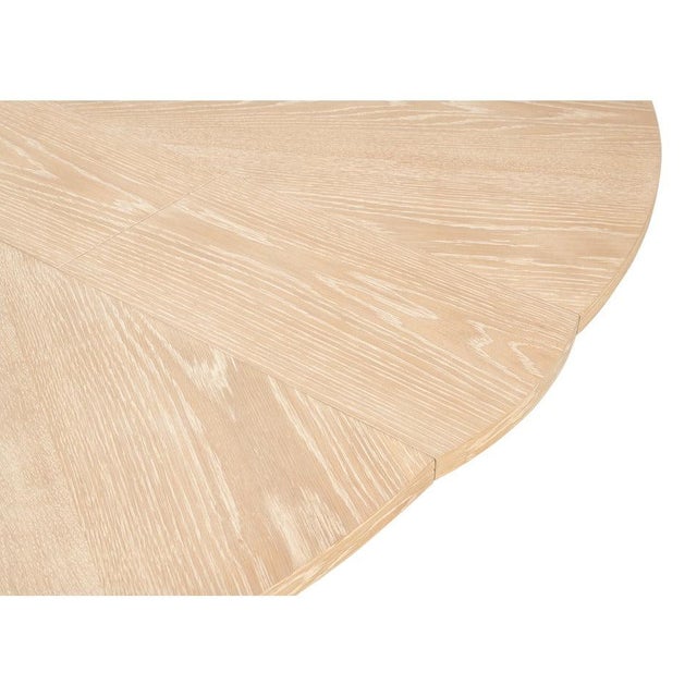 Wood Transitional Round Dining Table, Medium – Bleached Oak With Hammered Iron Accents For Sale - Image 7 of 11