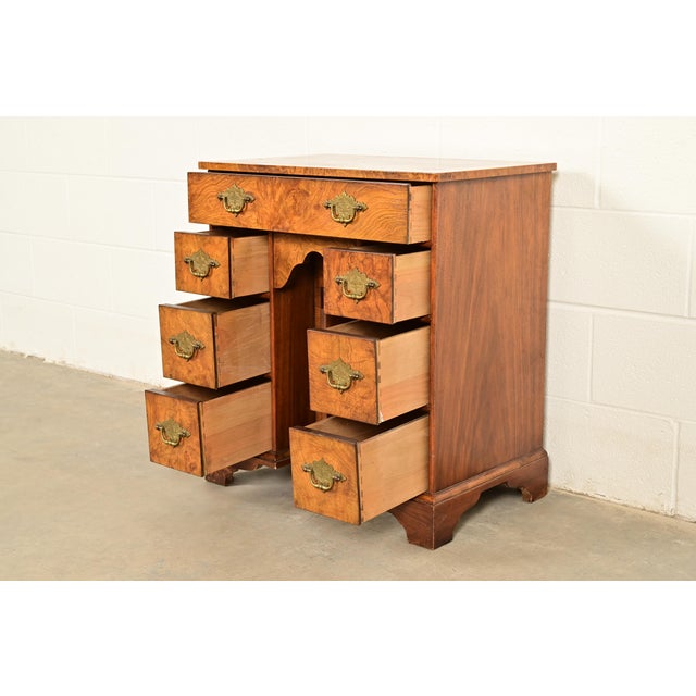 Baker Furniture Georgian Burled Walnut Writing Desk, Circa 1970s For Sale In South Bend - Image 6 of 14