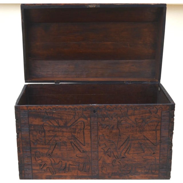 Wood Spanish Colonial Wood Carved Chest For Sale - Image 7 of 10