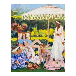 "Lunching Ladies" Contemporary Expressionist Figurative Original Fine Art Print by Michelle Heimann 8x10