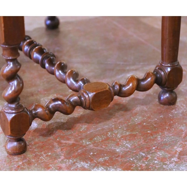 Pair of 19th C. French Louis XIII Walnut Armchairs With Aubusson Upholstery For Sale - Image 12 of 14