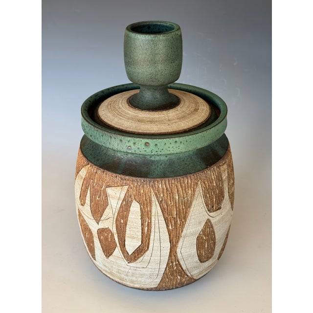 Mid-Century sculptural pottery by Joel Edwards (1923-2007) California. Signed on the bottom. Wonderful glaze decoration....