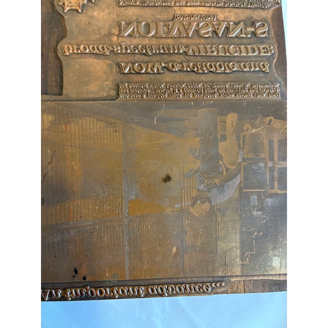 Brown Antique Advertising Letterpress Printing Plates Mounted on Wood Blocks – Pair For Sale - Image 8 of 11
