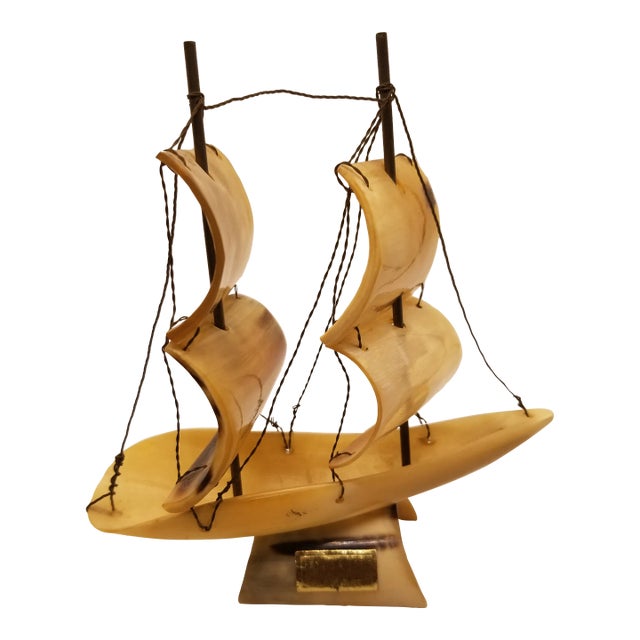 Vintage Schooner Nautical Horns Sailing Ship, Made in Italy For Sale