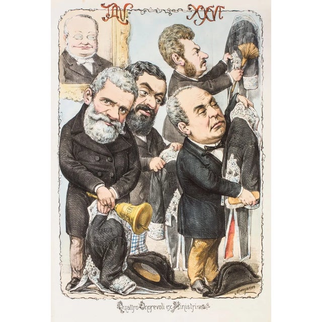 Quattro Onorevoli Ex Ministri - Lithograph by A. Maganaro - 1870s 1870s For Sale