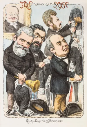 Quattro Onorevoli Ex Ministri - Lithograph by A. Maganaro - 1870s 1870s