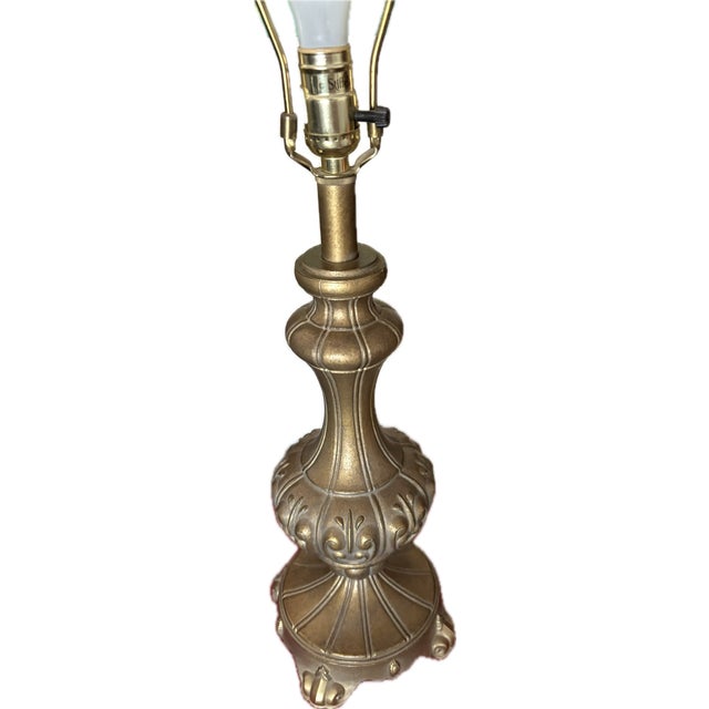 Metal Vintage Stiffel Solid Brass Trophy Urn Table Lamp – Hollywood Regency Style With Pleated Shade For Sale - Image 7 of 11