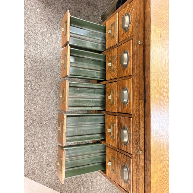 Antique Oak Index Card Size Us Treasury Dept. Cabinet Table For Sale - Image 12 of 15
