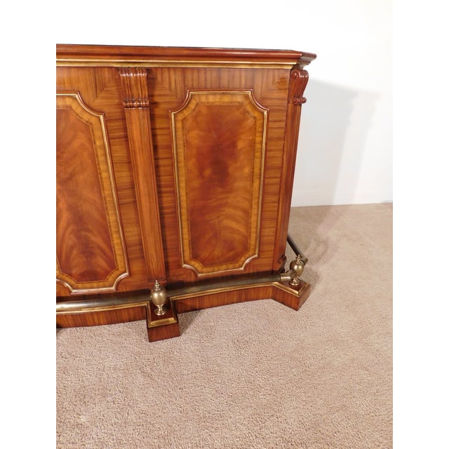 Massive Vintage Maitland Smith Inlaid & Figured Mahogany & Marble Top Bar For Sale - Image 10 of 12