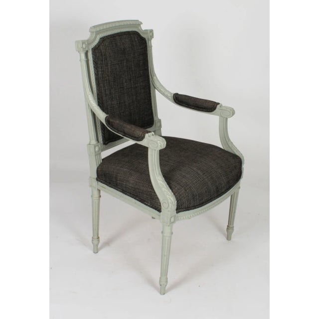 Vintage Louis XVI Revival Blue Grey Painted Dining Chairs, 1950s, Set of 10 For Sale - Image 11 of 18