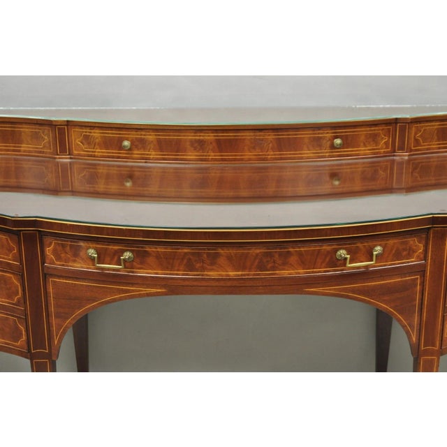 Wood Vintage Hepplewhite Sheraton Mahogany Serpentine Buffet Sideboard Attr. Baker For Sale - Image 7 of 18