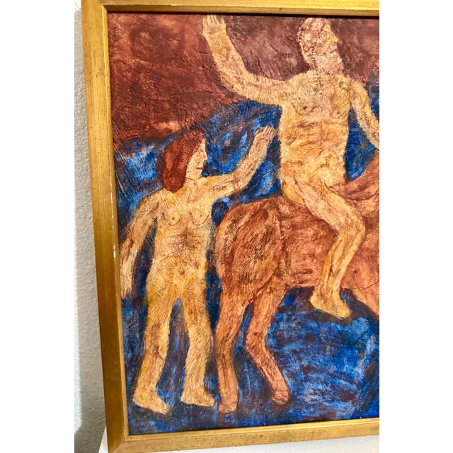 Textile Lionel Kalish, Surrealist Oil Painting Circus Horse Scene Lionel Kalish Fantasy Scene New York, 1961 For Sale - Image 7 of 15