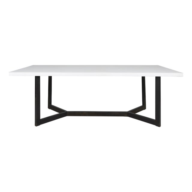Modern Cement and Steel Dining Table For Sale