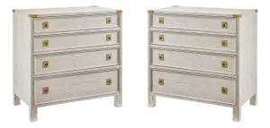 Pair of Campaign Style White Oak Nightstands