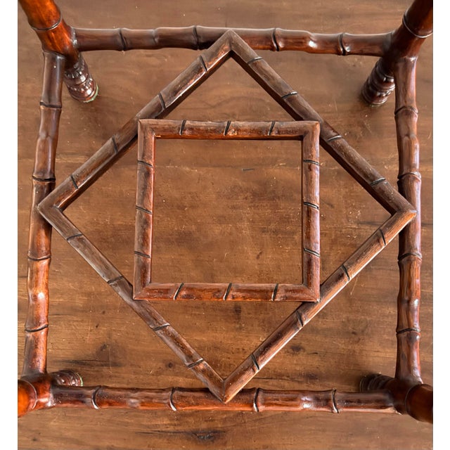 Ornamental & Decorative Materials Petite Chinese Chippendale Hardwood Faux Bamboo Drinks Table For Sale - Image 7 of 15