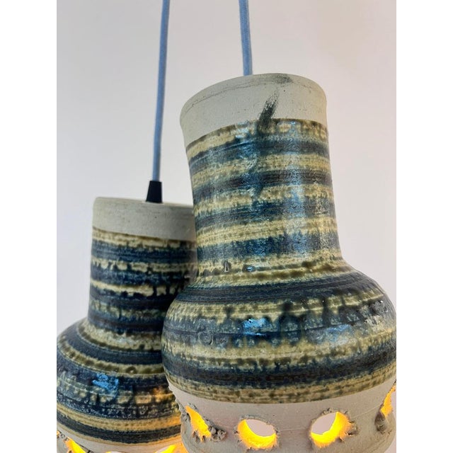 Hanging Lamp in Blue and Beige Ceramic by Per Engstrøm For Sale - Image 6 of 11