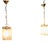 French Art Deco Etched Glass Ceiling Pendants, 1925, Set of 2 For Sale