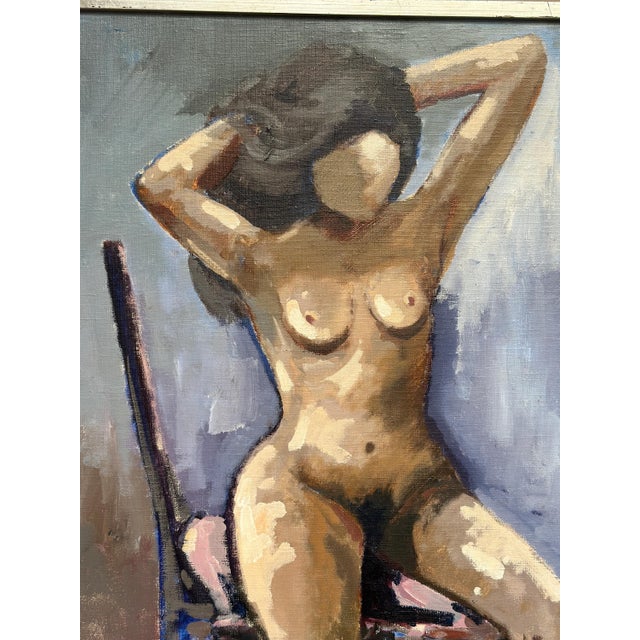 Sven Erik Lund, Model on Chair, Nude, 1950s, Oil on Canvas, Framed For Sale - Image 18 of 18