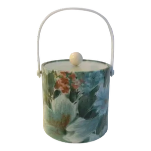 Vintage Kraftware Elegance Green Floral Ice Bucket