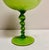 Vintage 60's era chartreuse lime green cased glass footed vase with twisted stem will be a vibrant addition to any space....