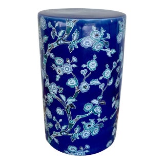 Port 68 Modern Blue Floral Ceramic Temple Garden Stool For Sale