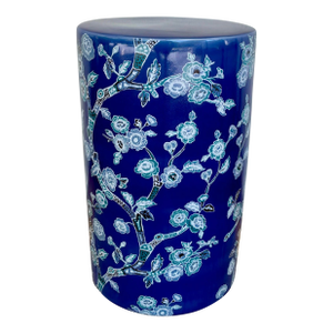 Port 68 Modern Blue Floral Ceramic Temple Garden Stool