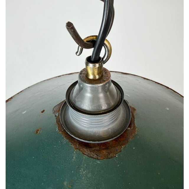 Green Industrial Green Enamel Light, 1950s For Sale - Image 8 of 17