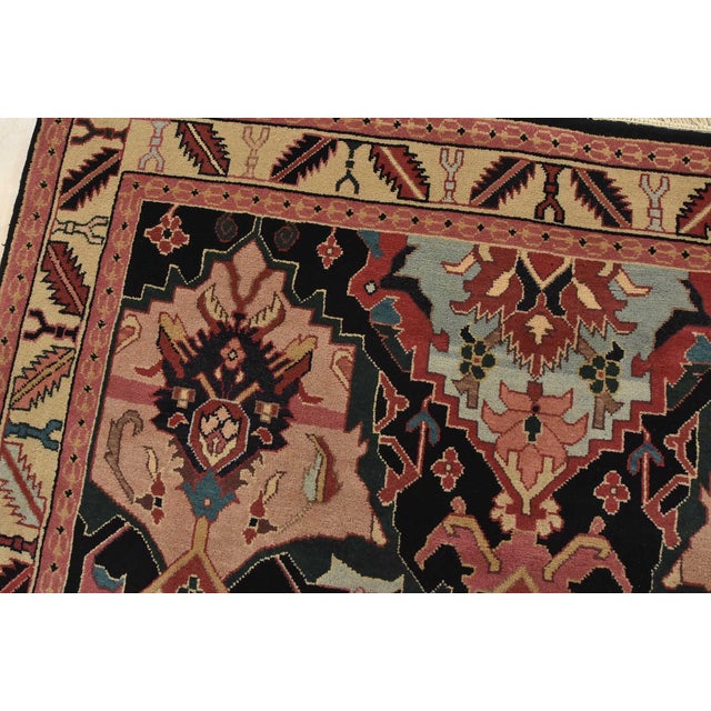 Textile Heriz Rug 5’11” X 8’7” Black Wool Vintage Traditional Hand-Knotted Carpet For Sale - Image 7 of 15
