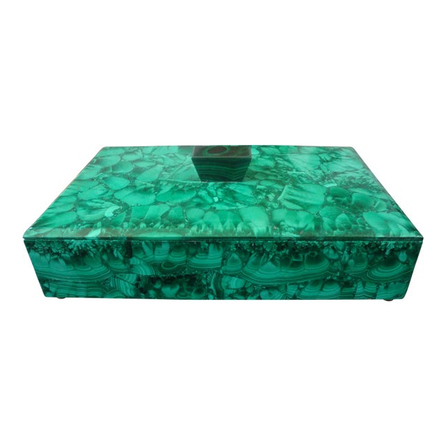 Vintage Decorative Malachite Box For Sale