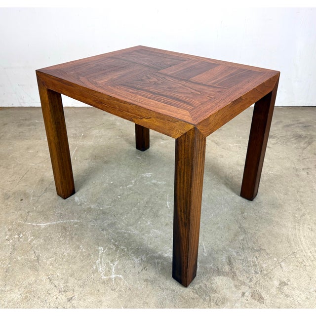 Mid-Century Modern 1970’s Mid Century Modern Walnut Parquet Parsons-Style Side Table by Lane For Sale - Image 3 of 12