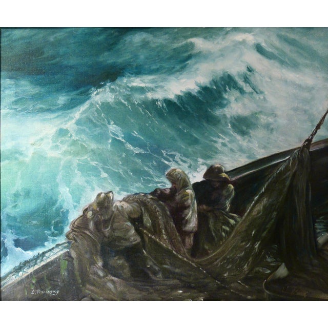 This artwork "Rough Sea" c.1980, is an oil painting on canvas by noted Chinese/American artist Lydia Vercinsky, 1918-2001....