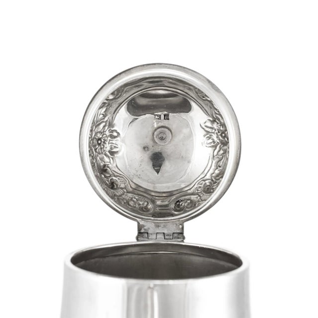 Silver Antique j.g Ltd Heavy 925 Sterling Silver Hot Water Kettle With Hinged Cover For Sale - Image 8 of 10