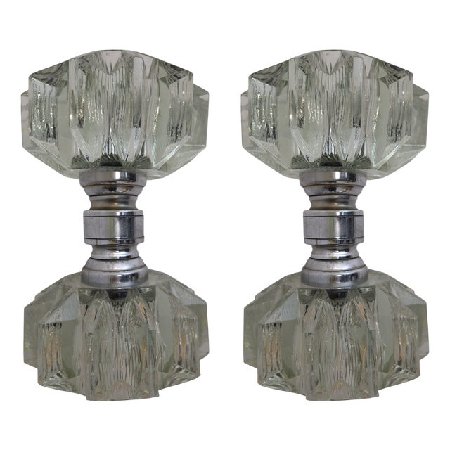 Murano Glass and Brass n.2 Wall Lamps, Italy, 1930s, Set of 2 For Sale