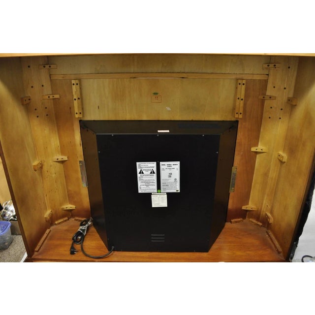 Twin Star International 62" Cherry Wood Empire Style Heater Tv Stand Fireplace For Sale - Image 9 of 11