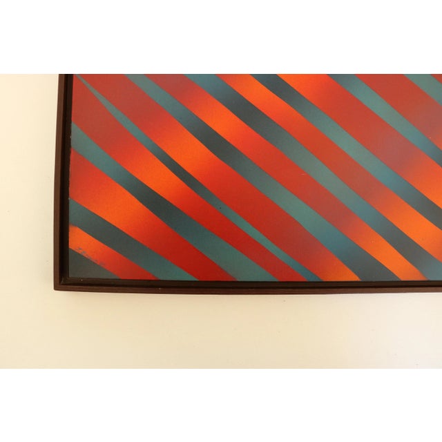 Wood Op Art "Fire and Water" Painting by J. Brown For Sale - Image 7 of 9