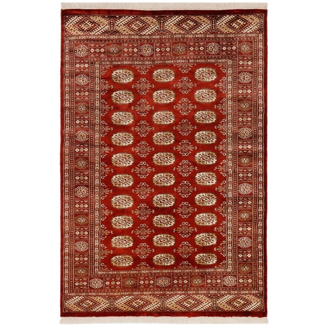 Tribal Bokhara Rust/Beige Hand Knotted Wool Rug For Sale - Image 9 of 9