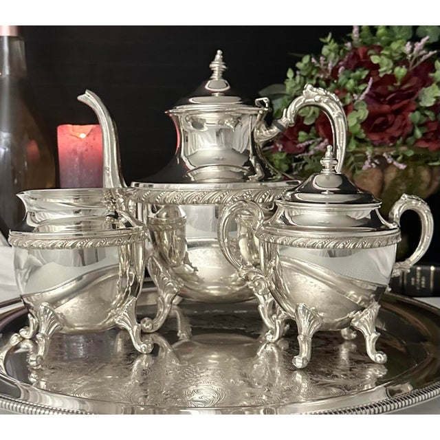 Silver Vintage Silver Plated Tea Service Set Maker Hs - 4 Pieces For Sale - Image 8 of 10