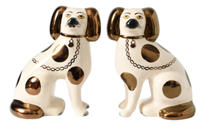 Antique Staffordshire Mantle Dog Figurines, 1800s, Set of 2