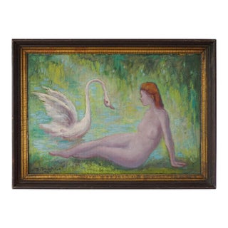 1962 Otto Rothenburgh Modernist Nude Nature Original Oil Painting For Sale