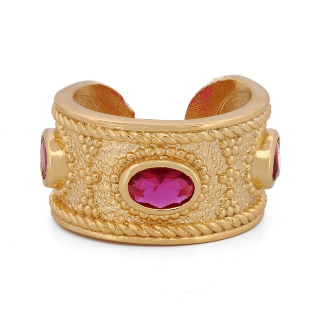 Queen Cleopatra Ruby Energy Cuff Adjustable Ring, Size 4 For Sale - Image 10 of 10