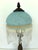 1940s Art Nouveau Boudoir Lamp With Blue Satin Glass Shade & Beaded Fringe 15-1/2” For Sale In Orlando - Image 6 of 7