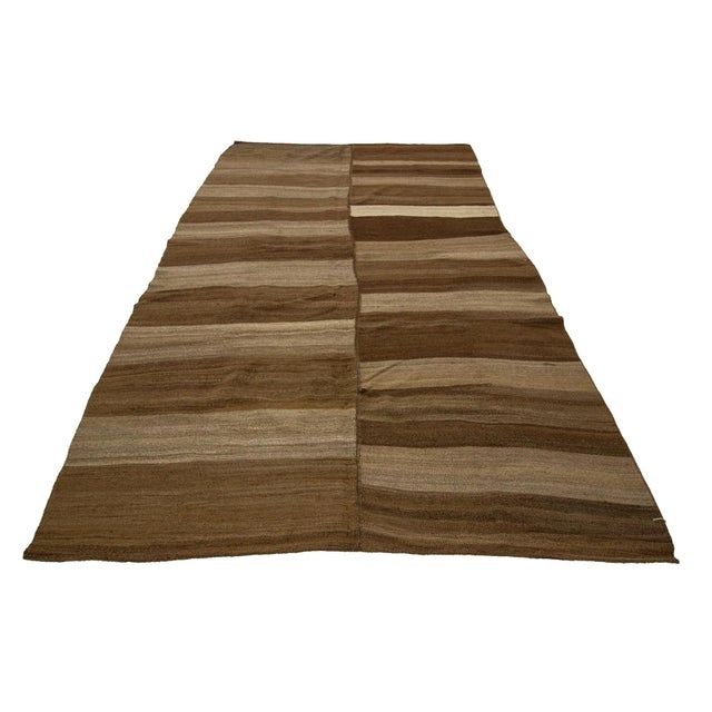 Textile 1960s Vintage Brown Kilim Rug- 6′8″ × 11′11″ For Sale - Image 7 of 7