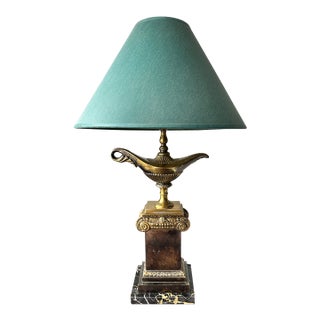 Frederick Cooper Aladdin Genie Table Lamp Brass Marble 28" Hollywood Regency For Sale