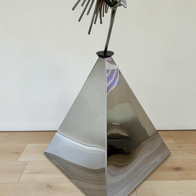 Chrome 1976 Curtis Jere “Birds of Flight” Chrome and Metal Sculpture For Sale - Image 8 of 10