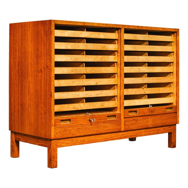 Mid-Century Roll-Top Cabinet in Teak For Sale
