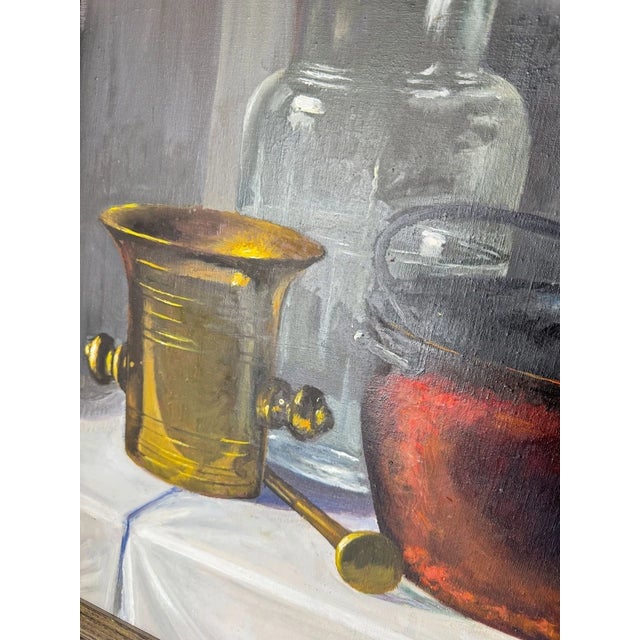 1940s Romek Arpad Kitchen Still Life Oil Painting For Sale - Image 4 of 9
